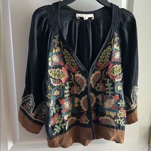 BURNING TORCH Silk Beaded Cardigan Jacket S